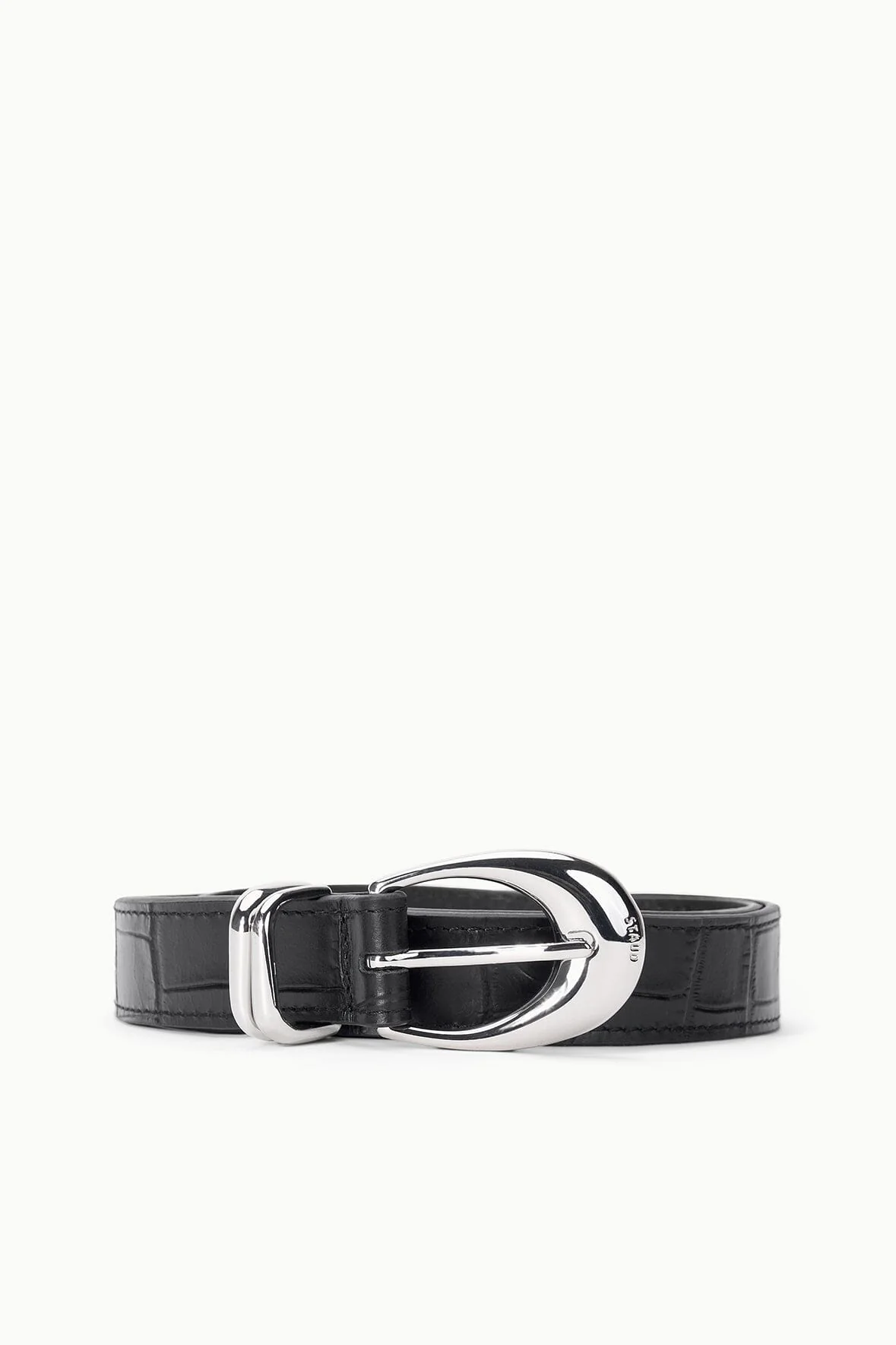 MOON BUCKLE BELT | BLACK CROCO